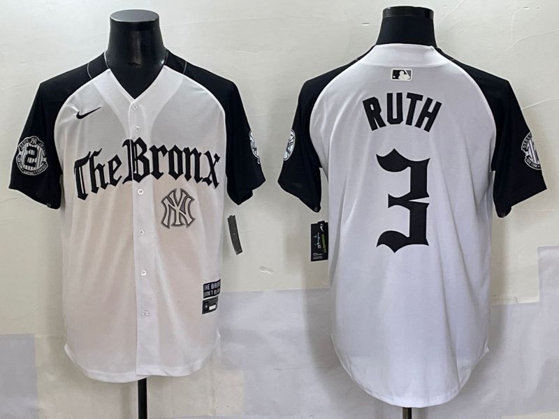 Men 2025 New York Yankees #3 Ruth White black Five generations Joint Name Nike MLB Jersey style 60->new york yankees->MLB Jersey